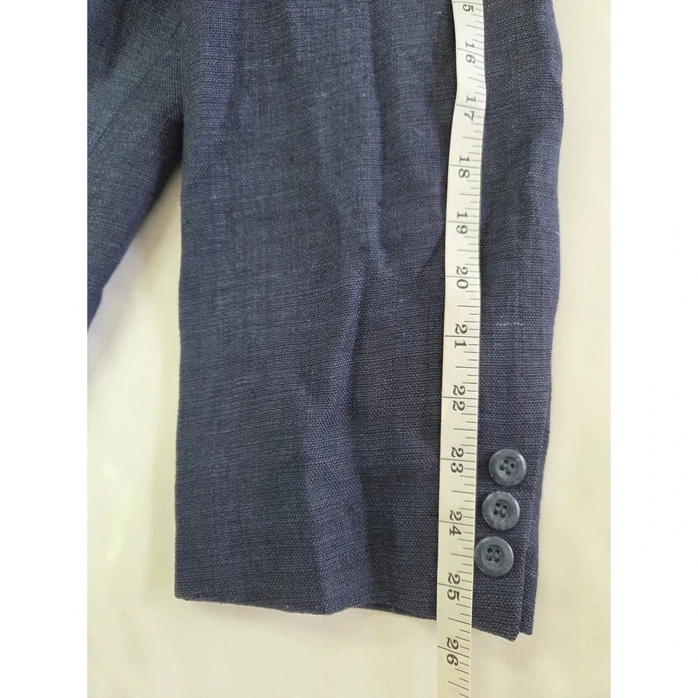 Mosa for Oaktree Mens XL Navy Blue Linen Ramie Blend 3 Button Blazer Jacket